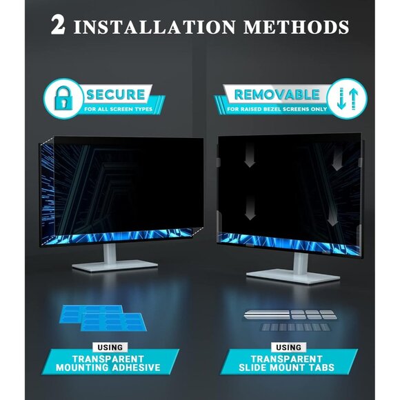 [2-Pack] 24" Computer Privacy Screen Filter for 16:9 Widescreen Removable - Picture 3 of 10